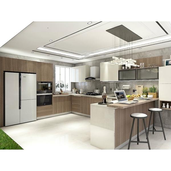 Меламинный лак готовый к сборке современный кухонный шкаф крема