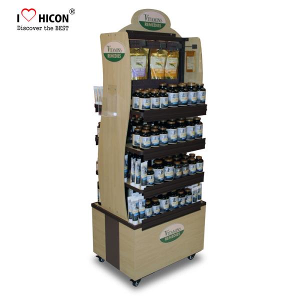 Pharmacy Wooden Store Fixtures Movable Flooring Environmental