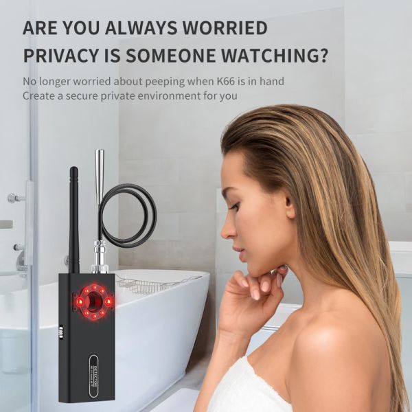 Portable Wireless Camera Detection K66 RF Scanner Signal Detector ≤0.03mv Sensitivity