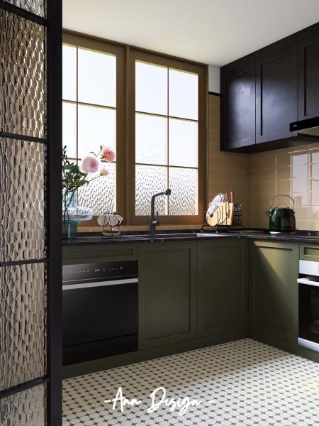 Custom American Oak  White Paint Kitchen Cabinet For Apartment