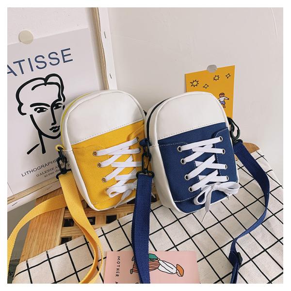 shoelace Canvas bag girls lovely kids young Korean shoulder candy bag logo picture OEM round female School bag wholesale