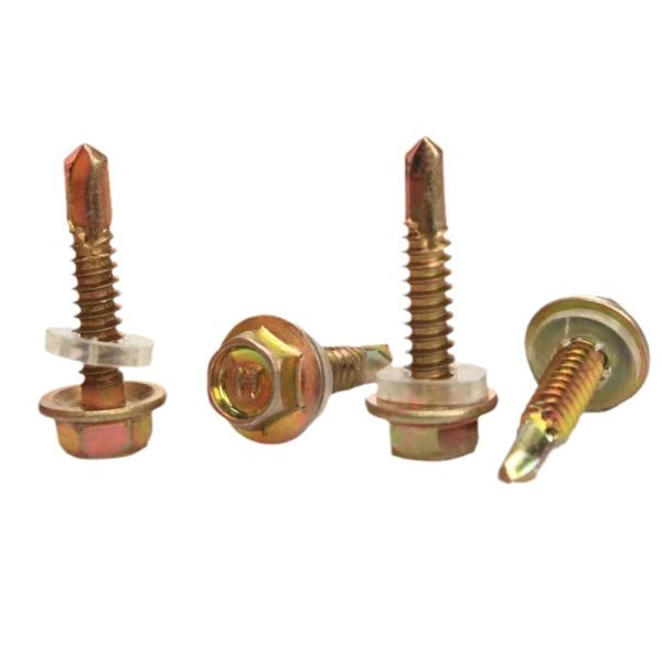 Carbon Steel Yellow Zinc Plated Hexagon Wood Screw With Self Drilling Pad