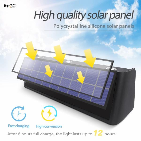 Lámparas de jardín solares impermeables hacia arriba lámpara de pared del porche con 50000 horas de tiempo de trabajo