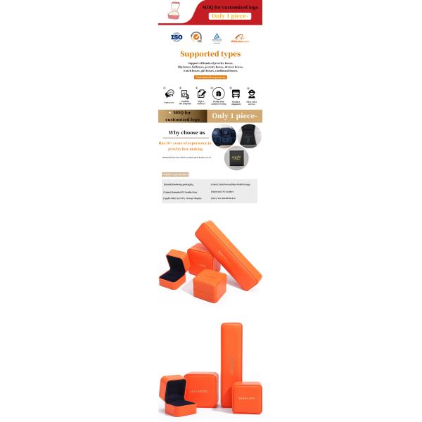 Hot-Stamping Smooth Faux Leather Jewelry Box Packaging Set Soft Velvet Lining