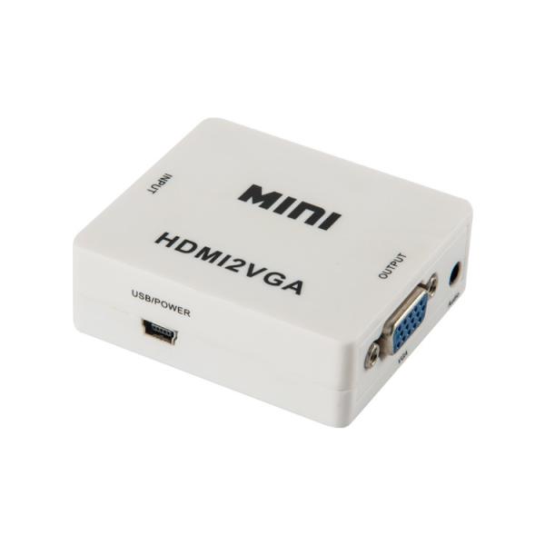 White 1080P 4K*2K Mini HDMI To VGA Converter