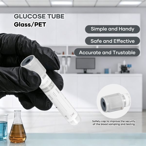 Grey Top Vacuum Blood Glucose Tube With Sodium Fluoride For Glycolysis Inhibition