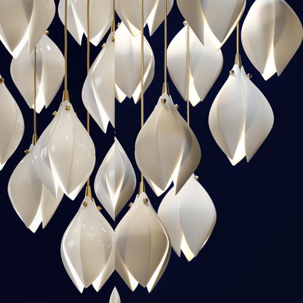 Nordic Simple Ceramic Magnolia Chandelier Department Bedroom Headboard Stairroom Petal Light