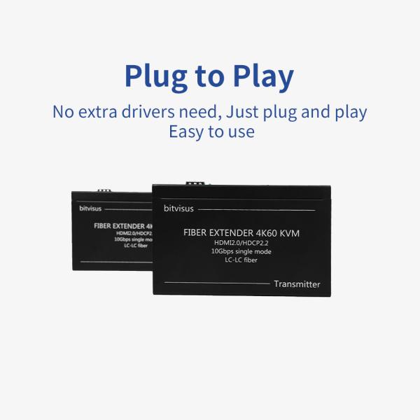 Bitvisus Zero-Delay 30KM 4K HDMI Fiber Extender with KVM and RS232 Transparent Transmission