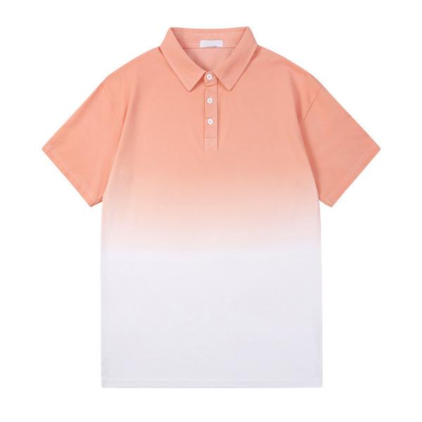 Hanging Dye Teenage Gradient Tee Shirt Button Up Short Sleeve Polo Shirts