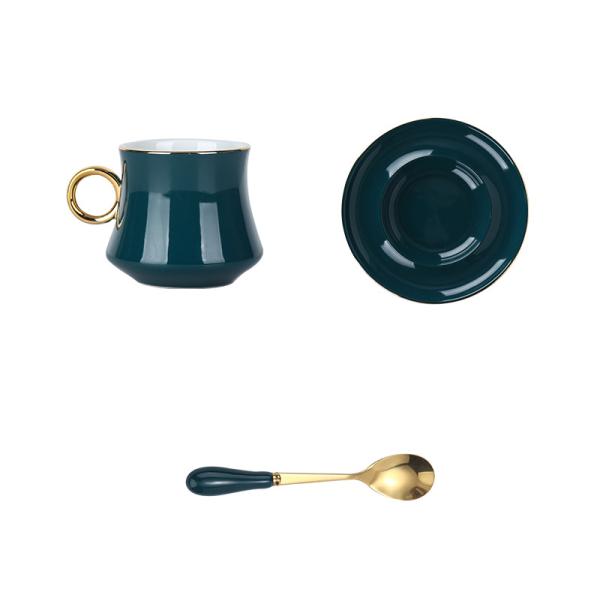 Savall Irregular Plain Colored Green Ceramic Tea Cup And Saucer Set Hotels
