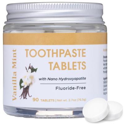 Custom Logo Nano Hydroxyapatite Toothpaste Tablets Vanilla Mint Fluoride Free 90 Tabs