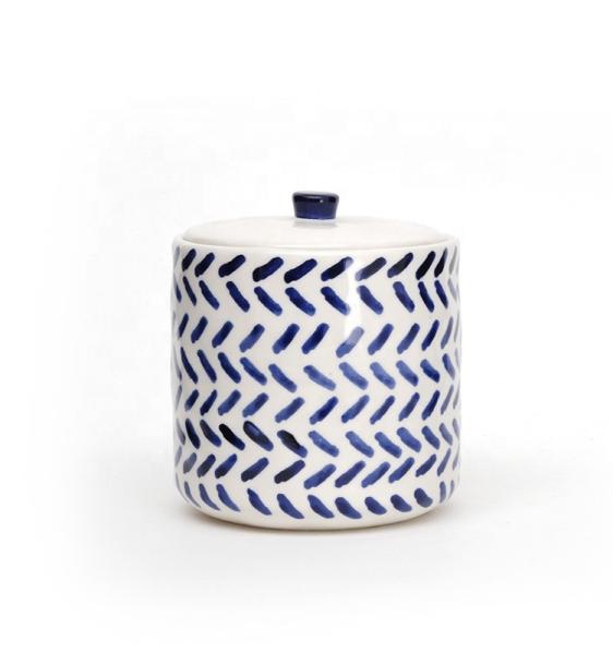 Canister de café de casa de pedra branco Canister de café de cozinha açúcar de chá redondo Canister cerâmico com tampa