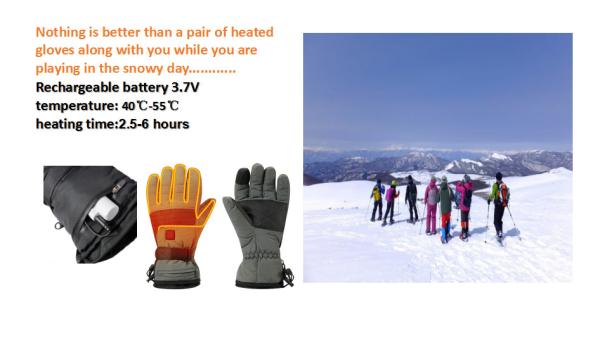 inverno de montada Ski Gloves aquecido elétrico 3.7V 2200mAh da snowboarding