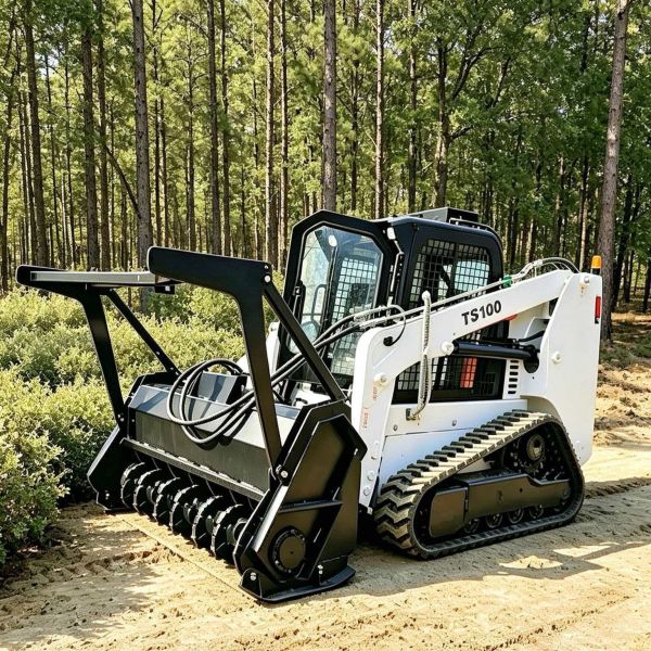 TS100 Tracked Skid Steer Loader with Forest Mulcher for Heavy Land Clearing Popular in Barbados