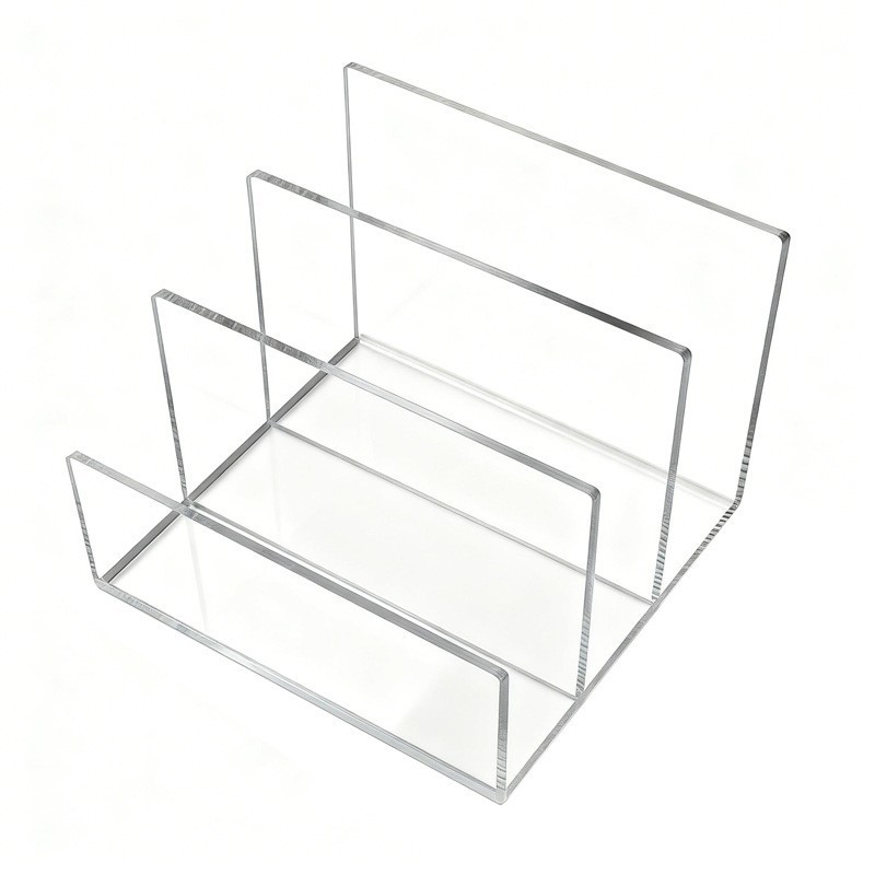 Multi-layer transparent acrylic document rack, desktop office document sorting, storage and organizing shelf for office files