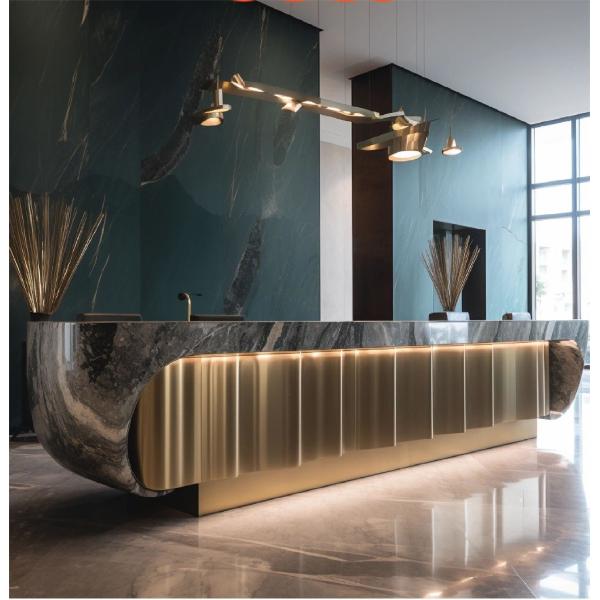 Commercial Hotel Lobby Furniture Upscale Hotel Reception 5 Models Open Front Desk