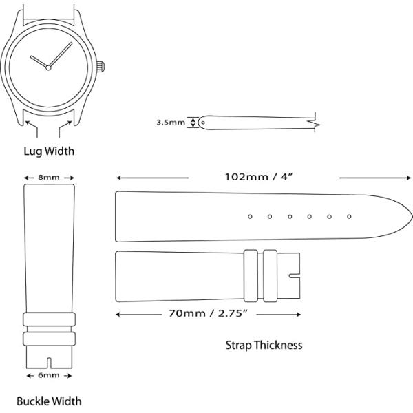 Ремешки для часов RoHS 0,8 дюймов неподдельные кожаные