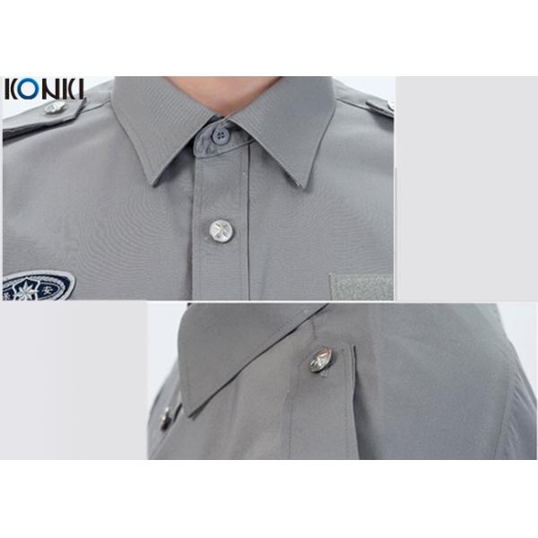 Polyester Cotton Male Security Officer Uniforms Blue Long Sleeve Shirt