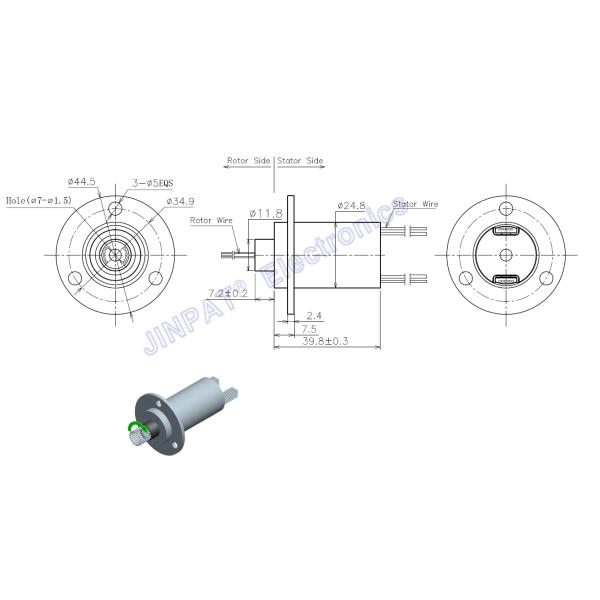 Capsule Slip Ring IP40 12 Circuits 2A With Flange