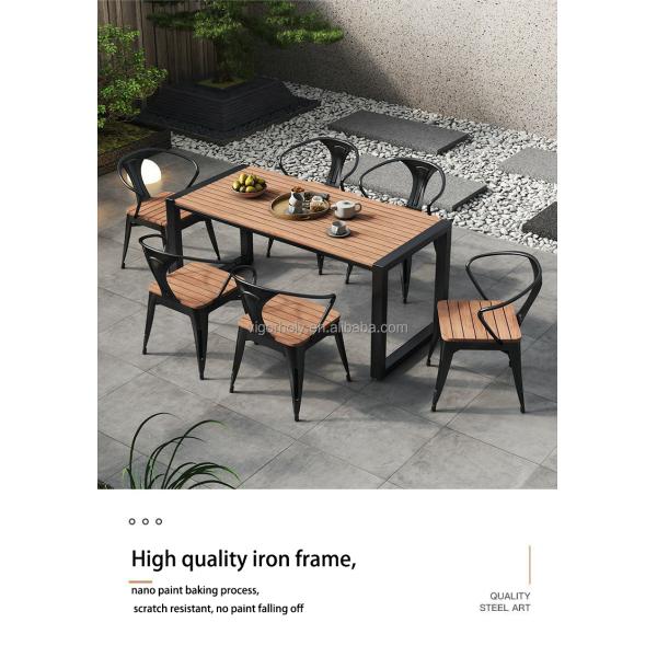 Plastic-Wood Table for Leisure Outdoor Patio Furniture Bench Coffee Table Combination