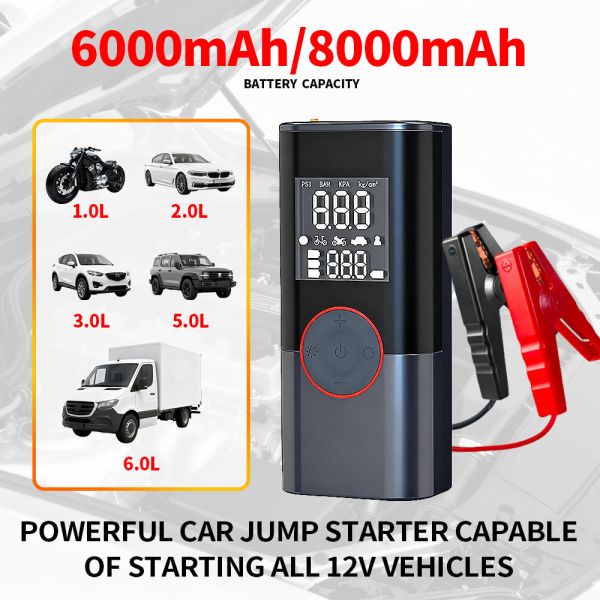Portable Car Jump Starter Starter Pack Multi Function Type C Jump Starter With Air Compressor