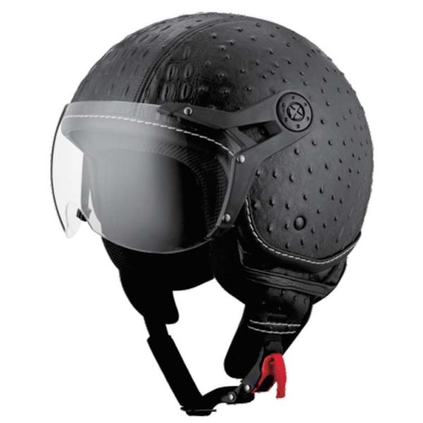 Custom Vintage Retro Leather Motorcycle Helmet ECE 22.06 with High Density EPS Liner