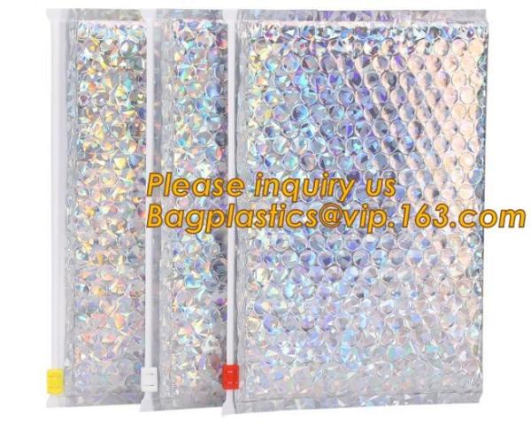 Hot Metallic Colorful Bagease Packaging Zipper Bubble Bag For Cosmetic Packaging,k Bubble Bags are Made of PET/CP
