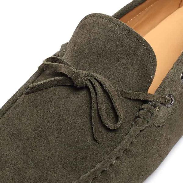 Cow Split Suede Euro 45size Mens Leather Moccasins Olive Green
