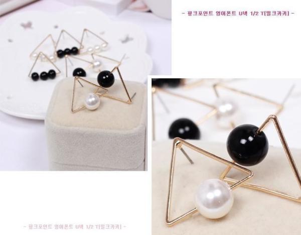 2018 Fashion American style lady party EarringsSilver Many Colors Round shape Pearl Color silver color stainess steel