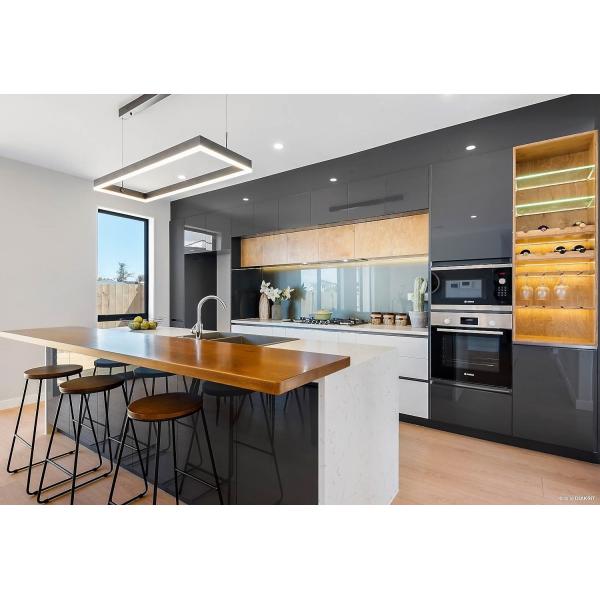 Customized Modern Style Smart Wood Modular Kitchen Cabinet Quartz Stone Countertop