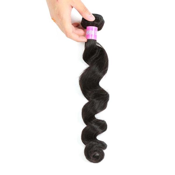 Grade 7A Virgin Peruvian Human Hair Weave Peruvian Loose Wave Color 1B