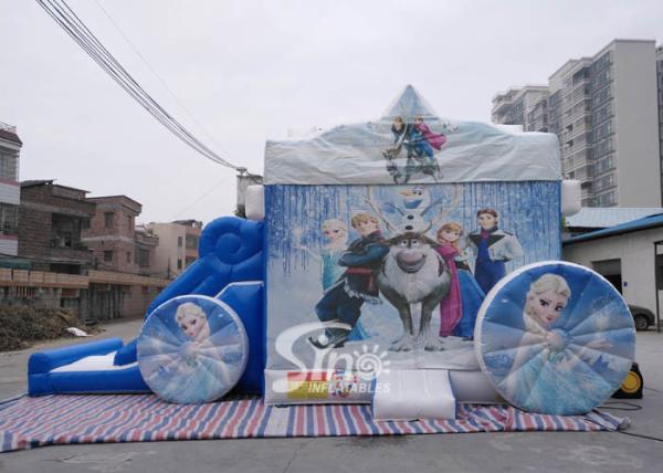 Outdoor frozen carriage inflatable bouncy castles with slide for children