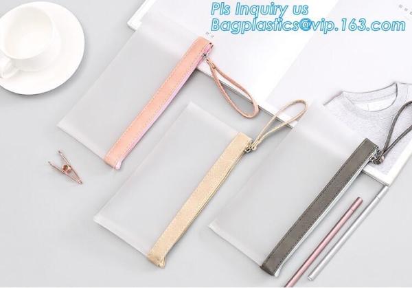 portable toilet vinyl non-toxic odorless clear transparent PVC slider zipper bag with custom logo, zipper slider pvc bag