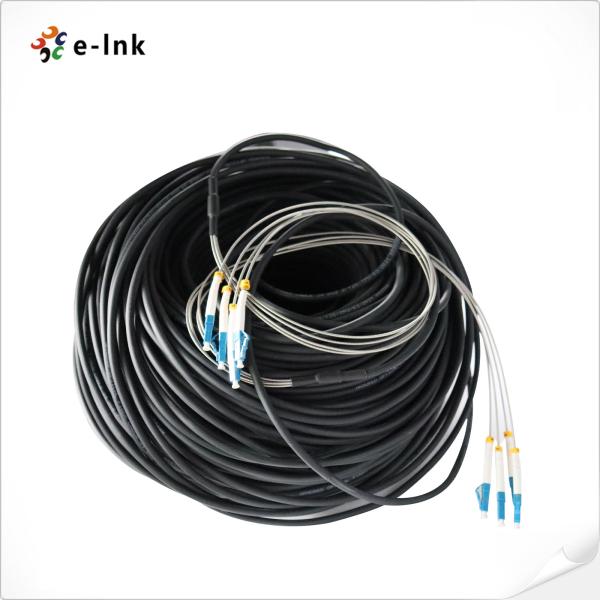 Outdoor Armored OS2 9/125μm 4 Core SM 50 Meters LC To LC Connector Fiber Optic Patch Cables