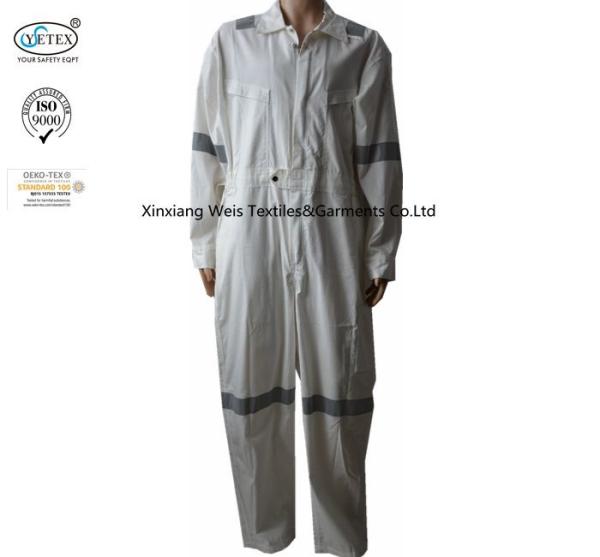 White Ripstop Lightweight Fire Retardant Coveralls High Tenacity 180gsm