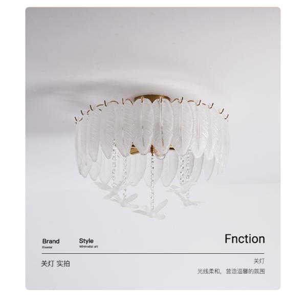 Creative Glass Feather Chandelier Modern Living Bedroom Kitchen Island Hanging(WH-CY-252)