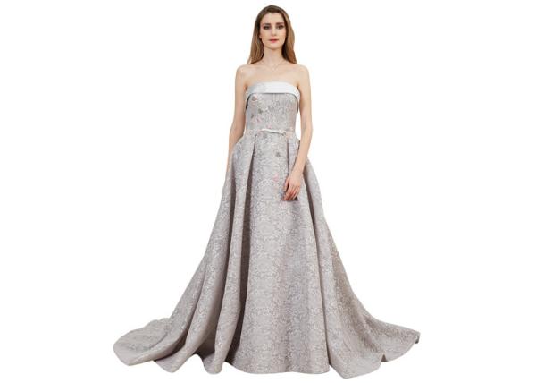 Ladies Off - Shoulder Vintage Evening Dresses Embroidered Lace For Wedding Bridesmaid