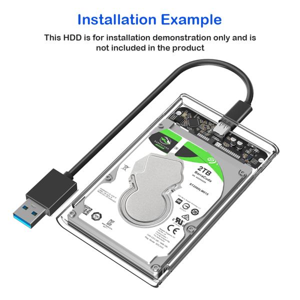 USB 3.0 Type-C 2.5-inch SATA HDD Enclosure with Transparent Case