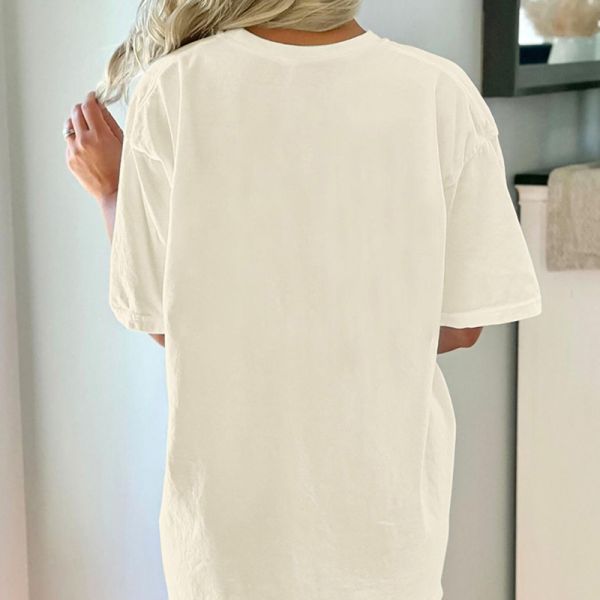 68cm 69cm V Neck T Shirts Women White Cotton Crew Neck T Shirt S M L