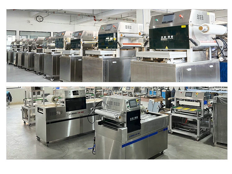 Automatic  Modified Atmosphere Packing Line Horizontal Push Rod Continuous Type DQ810TG-E Airflow Displacement Tray Sealer