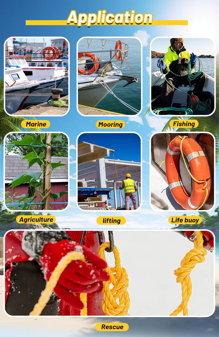 High Quality 3 Strand Polyethylene Twisted PE Monofilament Ropes For Packaging Fishing