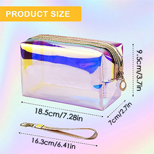Holographic Makeup Bag Holographic Iridescent Cosmetic Bags With Zipper Travel Iridescent Makeup Bags Portable Holographic Bag Iridescent Holographic Bag For Makeup Tools Organizer