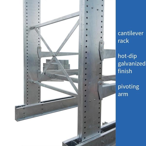 300-1500kgs/arm Weight Capacity Cantilevered Hot Dip Galvanized Outdoor Storage Racking
