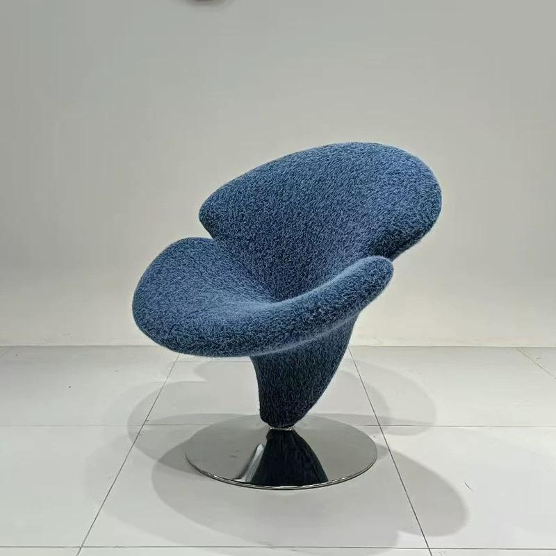 Designer Eco-Friendly Fabric Revolving Flower Shaped Swivel Accent Chair for Living Room Bedroom Apartment & School Use