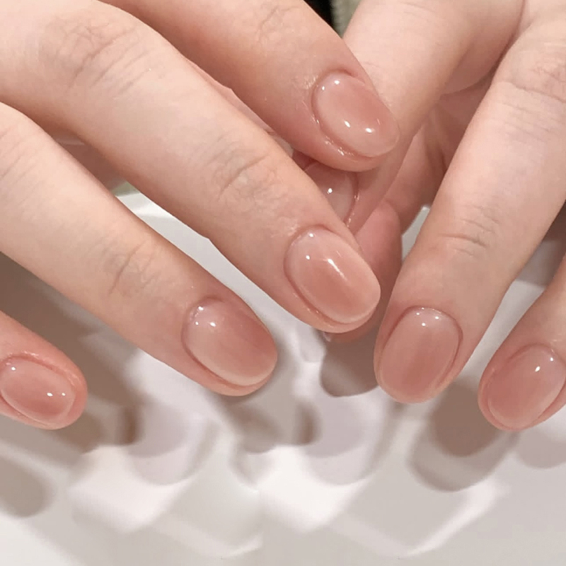 24pcs Nude Ombre Press On Nails Clear Reusable False Nails Ombre