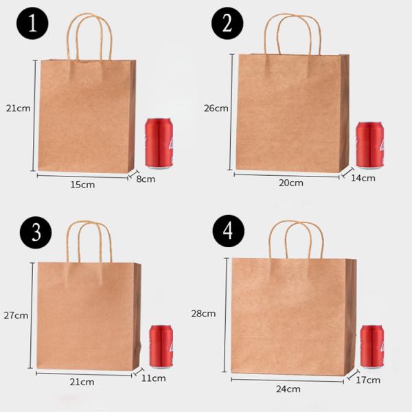 SGS Flexo Printed Brown Kraft Carrying Shopping Bags With Handles
