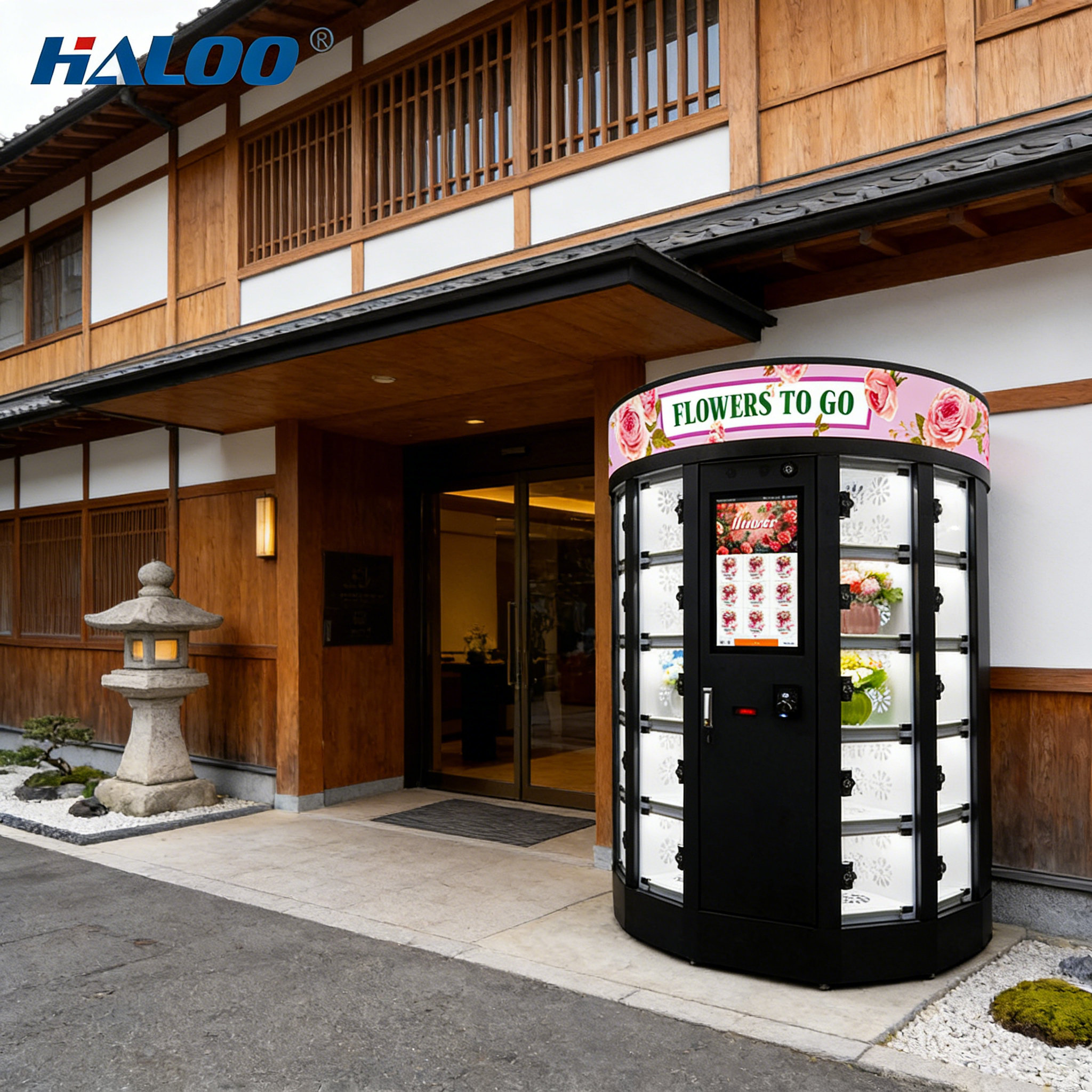 Haloo vending machine supplier 30 grid flower vending machine with cooling and humidification system, free customization of logo
