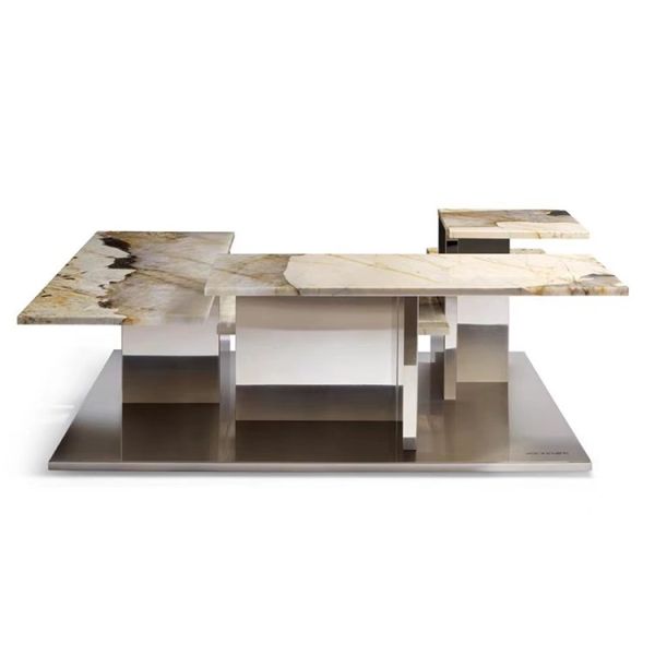 MOYI High Quality Movable Modern Living Room Furniture Irregularly Shaped Marble Coffee Table for Home Use
