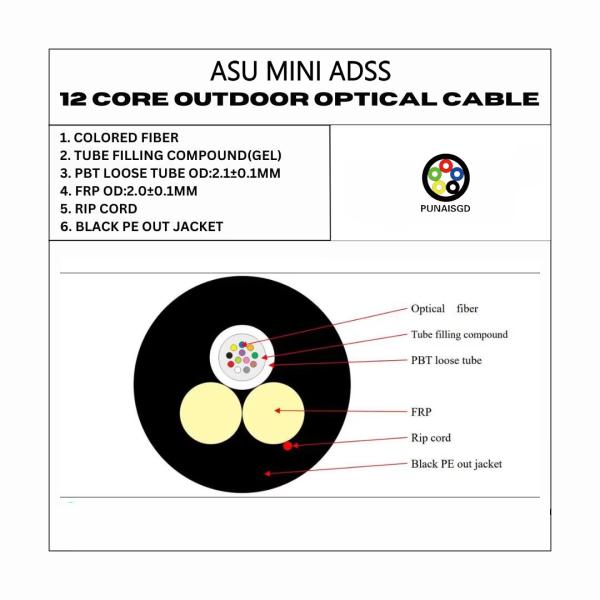 ASU Fiber Optic Cable (GYFFY) 12 Core 120m Span Cable