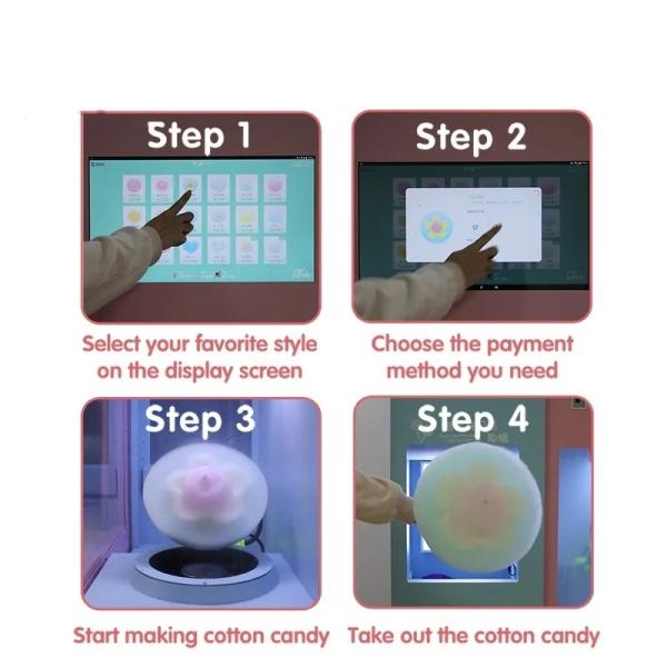 Vending Cotton Candy Machine Pink Dealer ODM Cotton Sugar Candy Making Vending Machine